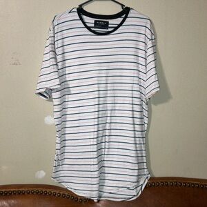 Pac Sun, large, scallop fit, color : white, peach and black striped